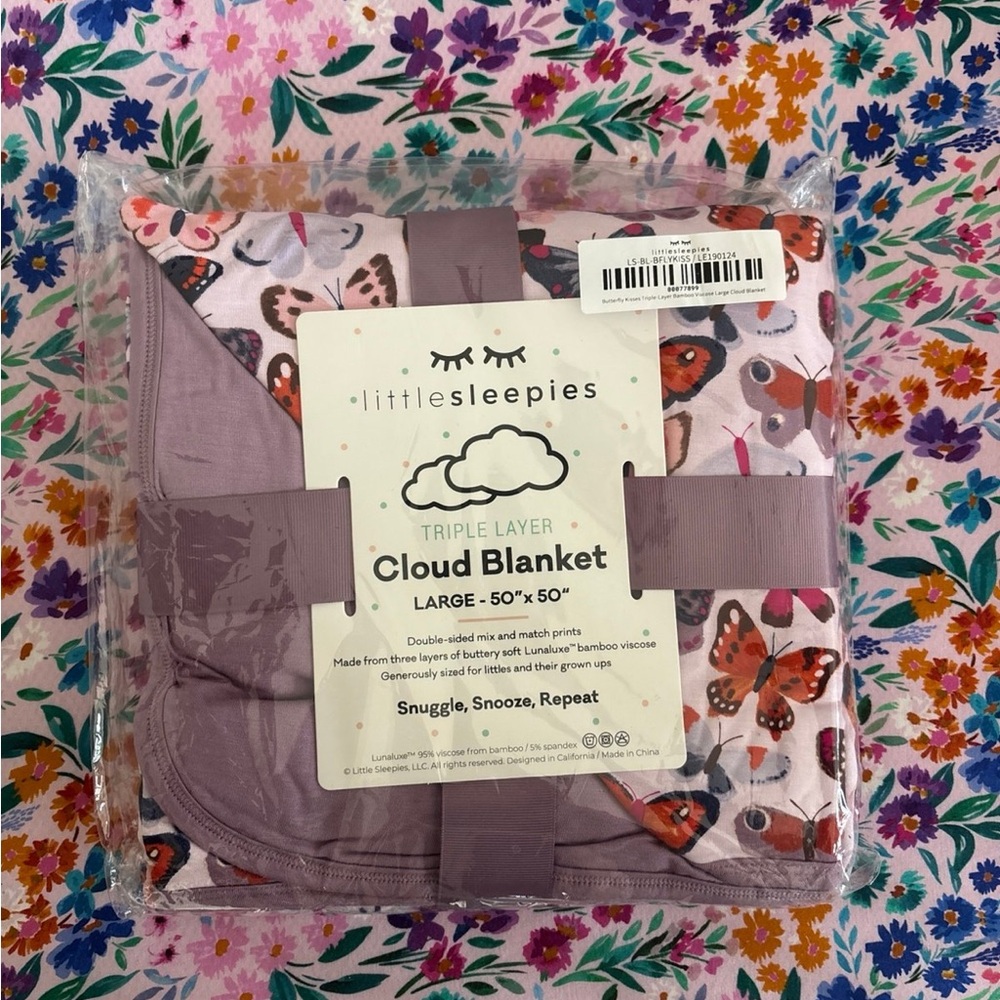 Little Sleepies Lavender Butterfly Cloud Blanket - Triple Layer